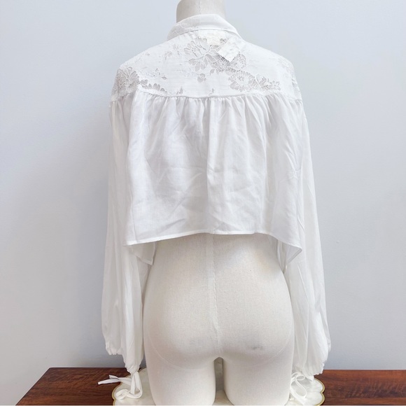 Anthropologie Cropped White Lace Open Front Shrug Romantic Top OS NWT - Picture 13 of 16